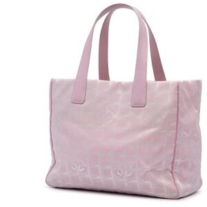 CHANEL Pink CC logo Travel Ligne Tote